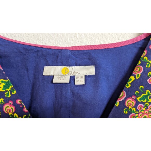 BODEN Women's Purple Floral Puff Sleeve Dress Size 8 Long Multicolor EXCELLENT! - Picture 3 of 11